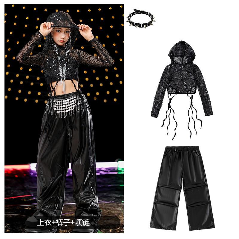 Girls Hip Hop Dance Costume Kids Cool Stage Performance Outfit Winter Jazz Dancewear