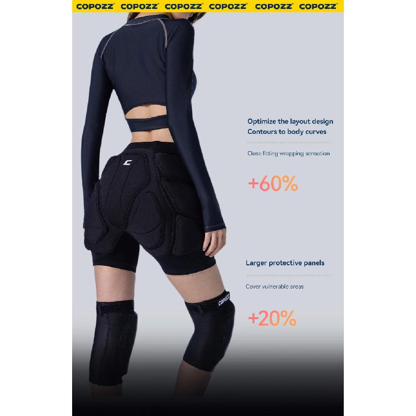 COPOZZ Upgraded Ski Knee Pads Motorcycle Skating Sport Protective Skiing Butt Protector Padded Breathable Adjustable Gear Shorts