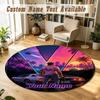 Round Rug Custom NameGTA Pattern Non Slip Carpet Home Floor Decor