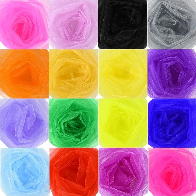 New 5/10m Wedding Decoration Tulle Roll Crystal Organza Sheer Fabric For Birthday Party Backdrop Wedding Chair Sashes Decor Yarn