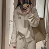 2024 Autumn/Winter High-End Fashion Plus Velvet Hooded Sweatshirt & Leisure Sports Two-Piece Suit for Women