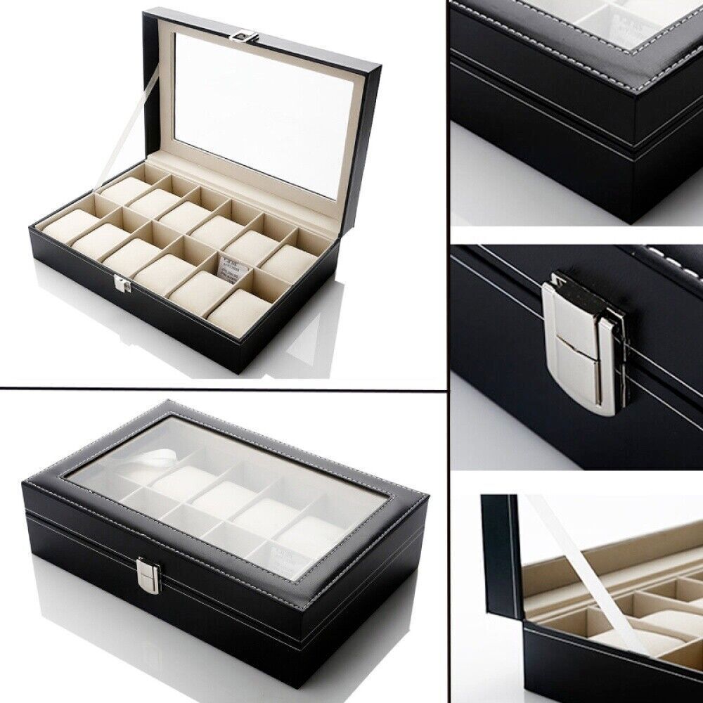 6 10 12 Grid Watch Display Box Black Watch Storage Box Luxury Watch Box