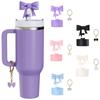 Stanley Cup Accessories Set, Cute Bow Straw Cover Toppers For Stanley Cup 30/40Oz Tumble, Butterfly Chain, Stanley Cup Boot