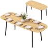 Extendable dining table for 6-8 people, kitchen table with storage, oak wood look