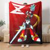 Megaman Z Heroic Pose Flannel Blanket Super Soft Warm Cozy Blanket For Sofa Bed Office Travel Allseason Home Decor Gift