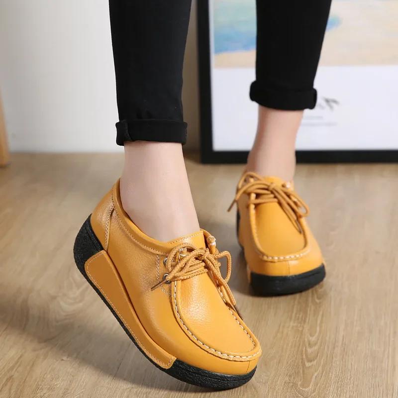 Fashion Women Loafers Autumn New Lace Up Platform Casual Shoes Fashion Ladies Non-slip Walking Shoes Female Rocking Shoes2024