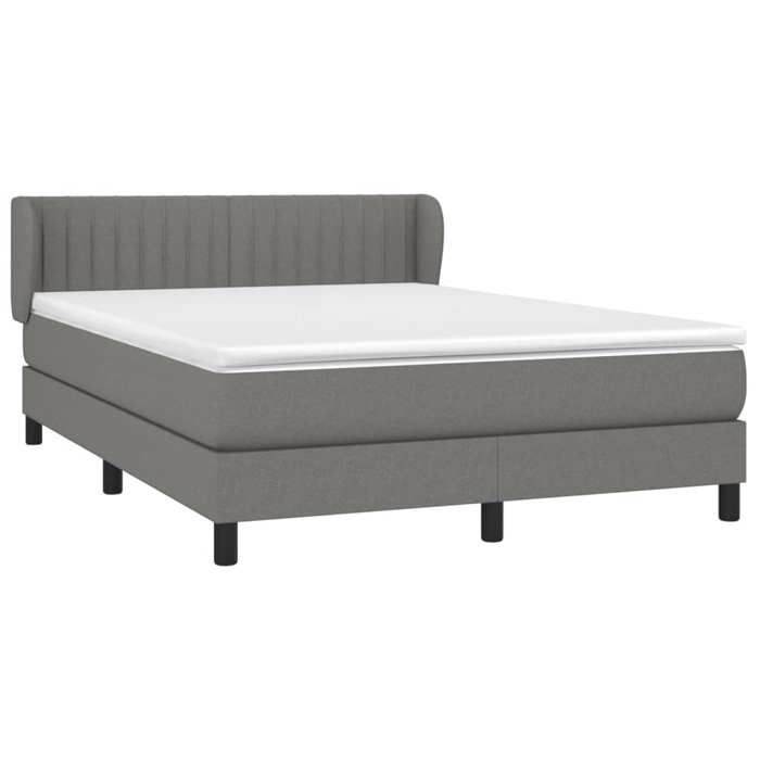 Maison Exclusive - Sommier à lattes de lit avec matelas Gris foncé 140x190cm Tissu