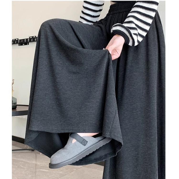 Модная юбка-трапеция с высокой талией, однотонная, широкая, с эффектом похудения, для осени/зимы