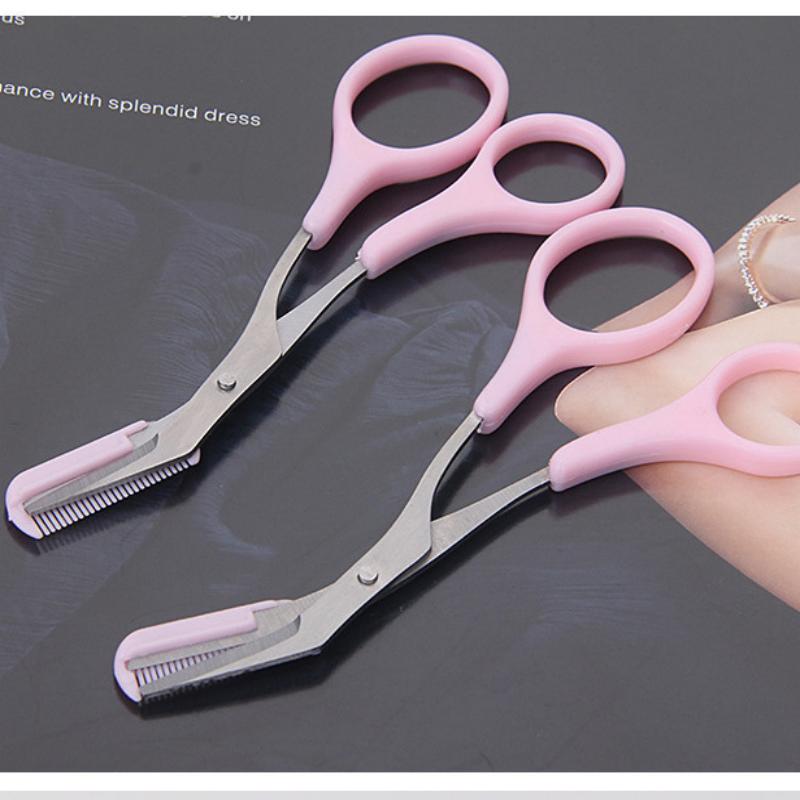Ножницы для макияжа, триммер для бровей из нержавеющей стали, расческа для удаления ресниц, волос, маникюра, косметический инструмент для глаз