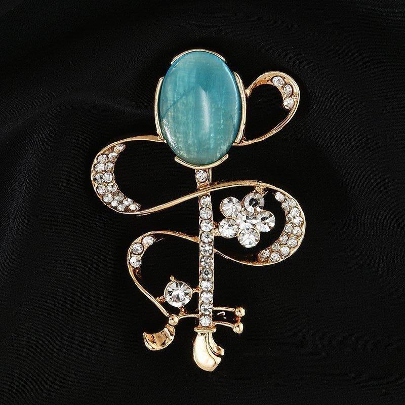 Brooch High-End Niche Silk Scarf Buckle Alloy Diamond Coat Pearl Corsage Pin Accessories