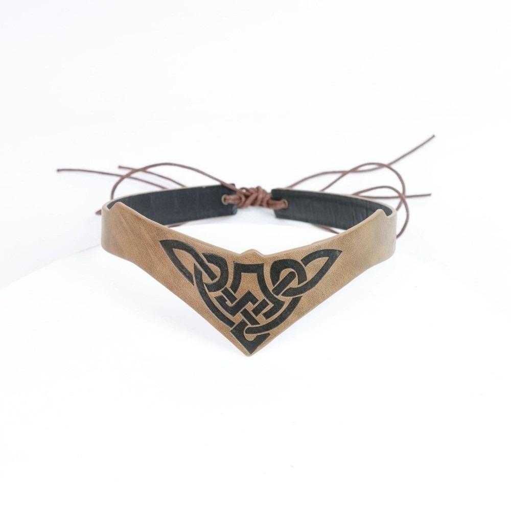Vine Pattern PU Leather Headband Vintage Viking Headpiece Halloween Party