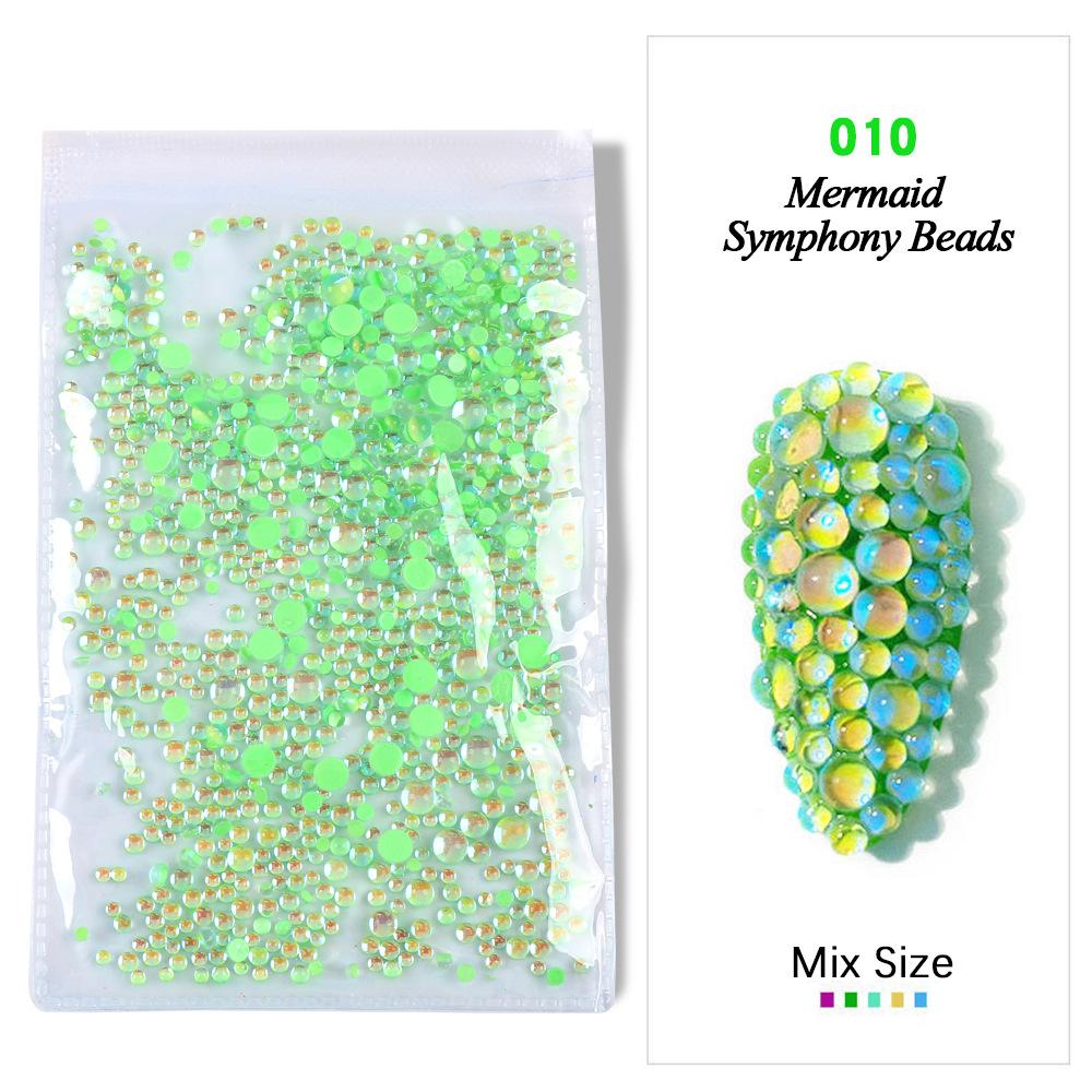 Симфония Дизайн ногтей Русалка Стеклянная бусина Аврора Конфетный цвет Дизайн ногтей Безделушка Сделай Сам Дизайн ногтей Сверло для ногтей