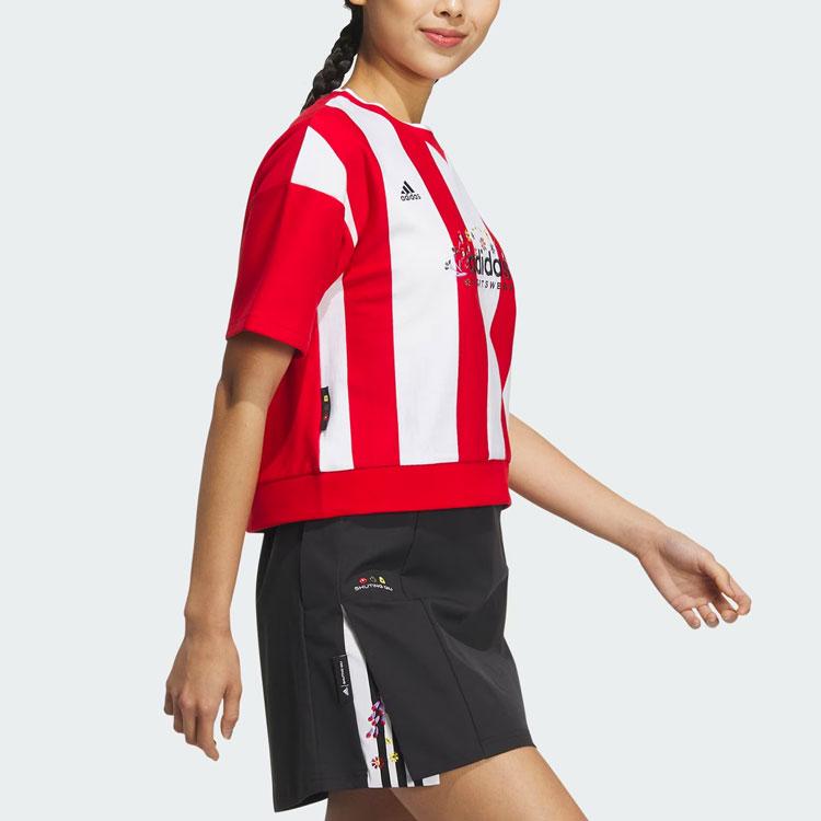 Adidas Повседневная футболка с цветными блоками и алфавитом X Shuting Qiu, женские топы, светло-малиновые IM8446