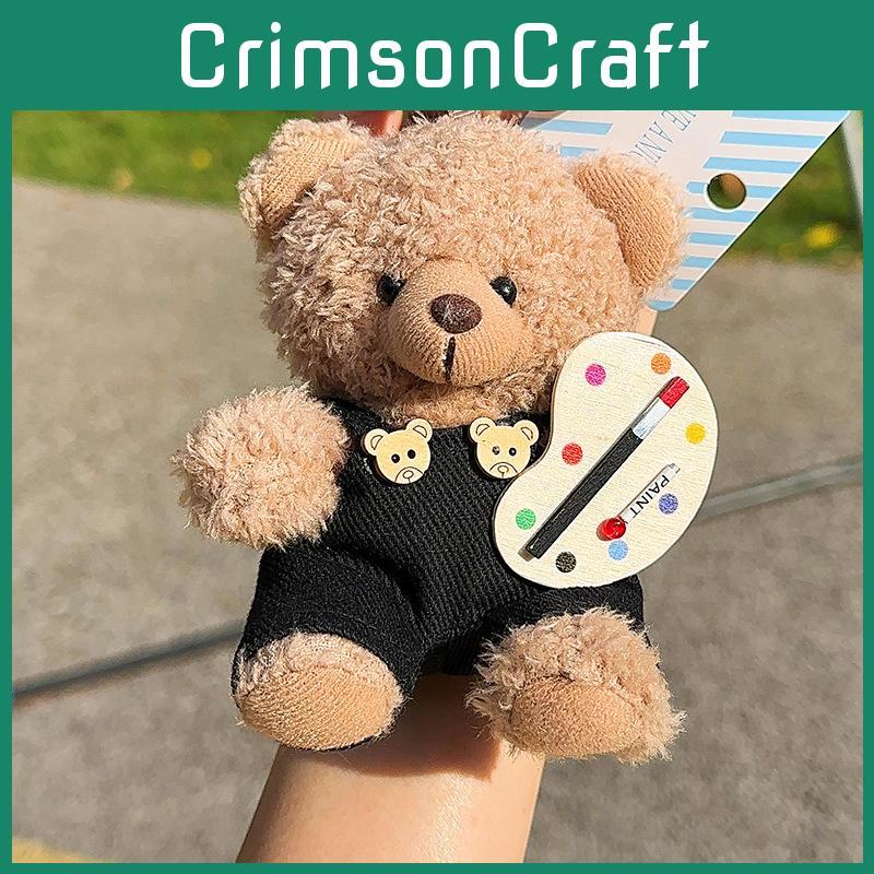 Cute Jinnew Brown Bear Painter Plush Keychain Charming Cartoon Style Bag Decor