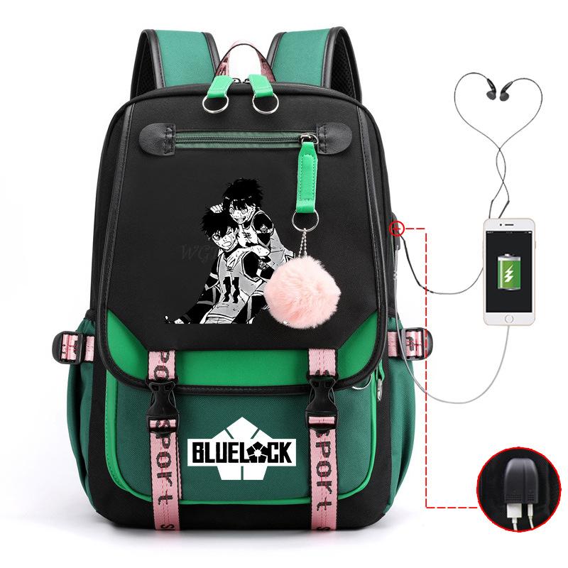 Blue Prison Anime School Bag College Wind Large Capacity Middle School Student Usb Backpack