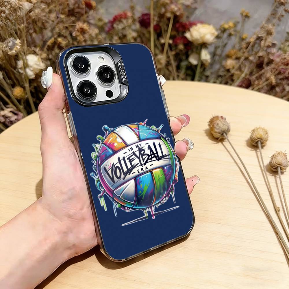 Волейбольный расписной чехол для телефона для iPhone 17,16,15,14,13,12,11 Plus,Pro Max,XS,Красочный серебристый чехол для телефона Funda Cover