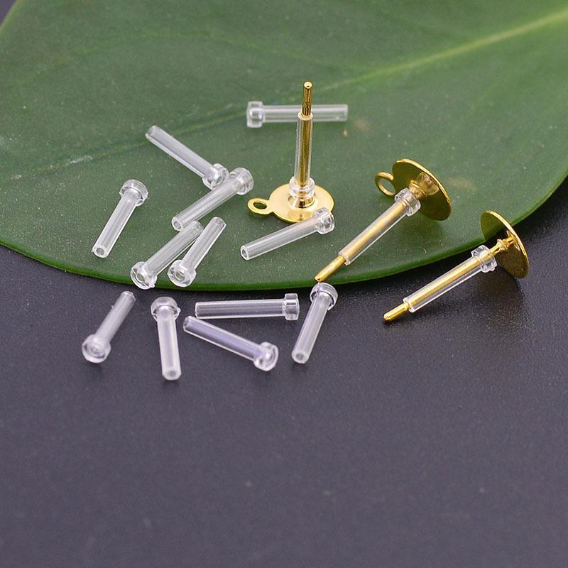 10pcs Clear Hypoallergenic Resin Earring Sleeves Ear Cannula Stoppers for Earring Repair and DIY Jewelry Customization