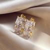 ZAKOL Korean Fashion Hoop Earring Inlaid Shiny Square Crystal Zircon Ear Accessories Party Zircon for Women