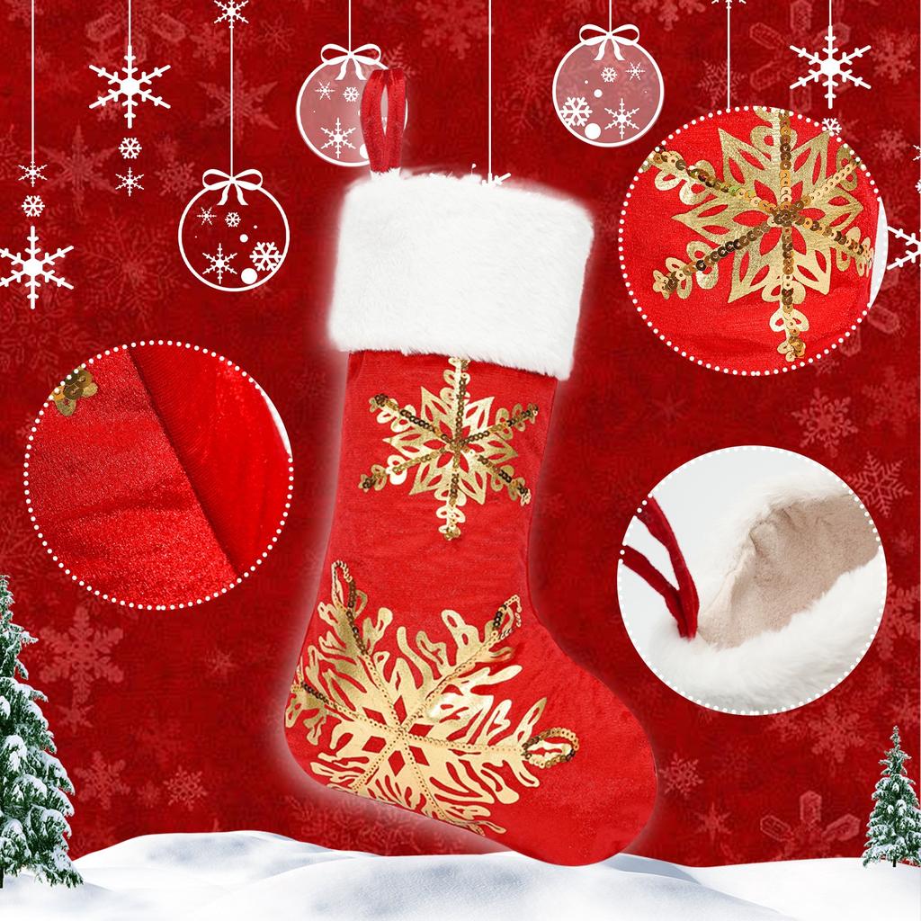 Christmas Decorations Christmas Stockings Gold Stamped Embroidery Candy Stockings 18 Inches