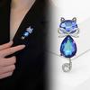 Cat Shape Brooch Inlaid Pin Shining Faux Crystal Suit Lapel Badge Jewelry Gift
