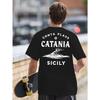 Мужская футболка Catania в итальянском стиле с принтом на спине - Графика с изображением вулкана Этна и Катании, Дышащая, Круглый вырез, Короткий рукав, Спортивный крой для спортзала, Баскетбола
