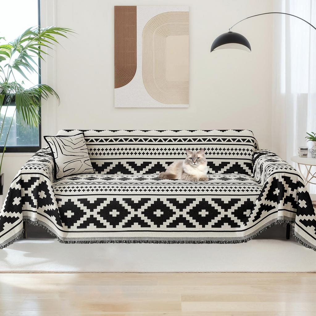 Чехлы на диван для дивана Бохо Чехлы на диван Шенилловое одеяло Хаки Геометрический ромбический ромбовидный Чехлы на диван для секционного дивана L-образной формы