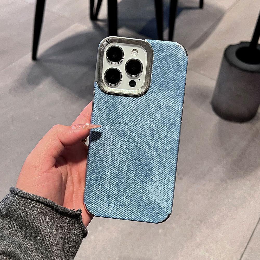 Липкий джинсовый узор подходит для чехла на телефон iPhone16 с вырезами для кнопок, противоударный, Apple 17, чехол с продвинутым дизайном, 15