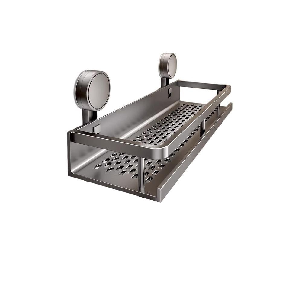 No Drilling Bathroom Shelf Aluminum Toilet Storage Rack Multifunctional Wall Shampoo Holder