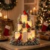 Christmas Cardinals Table Centerpiece Lighted Centerpiece, Memorial Red Bird Figurine, Light Up Ornament for Home Mantel, Sympathy Remembrance