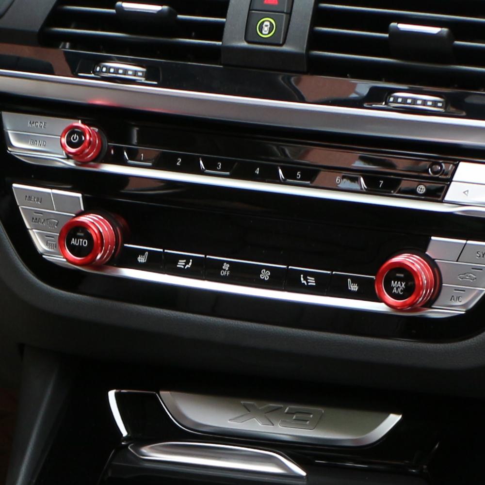 3 шт., ручки кондиционера громкости автомобиля, кнопка управления аудио, кольцо, накладка для BMW X3 G01 X4 G02 5 серии G30 6gt GT6