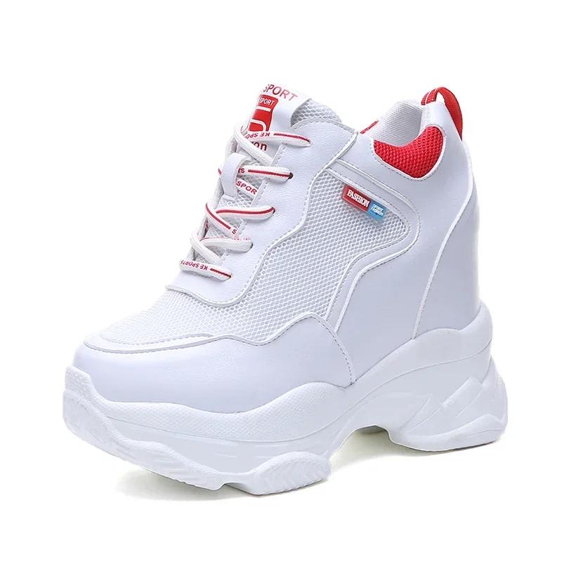 Мода 11 см Белая трендовая обувь Женские кроссовки с высоким верхом Женские ботильоны на платформе Basket Femme Chaussures Femmes Обувь для увеличения роста