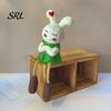 Office Desk Rabbit Decorations Leggy Figurine Ornament, Handcrafted Basswood Desktop Sitting Small Animal Collectibles Bunny, Creative Ornament