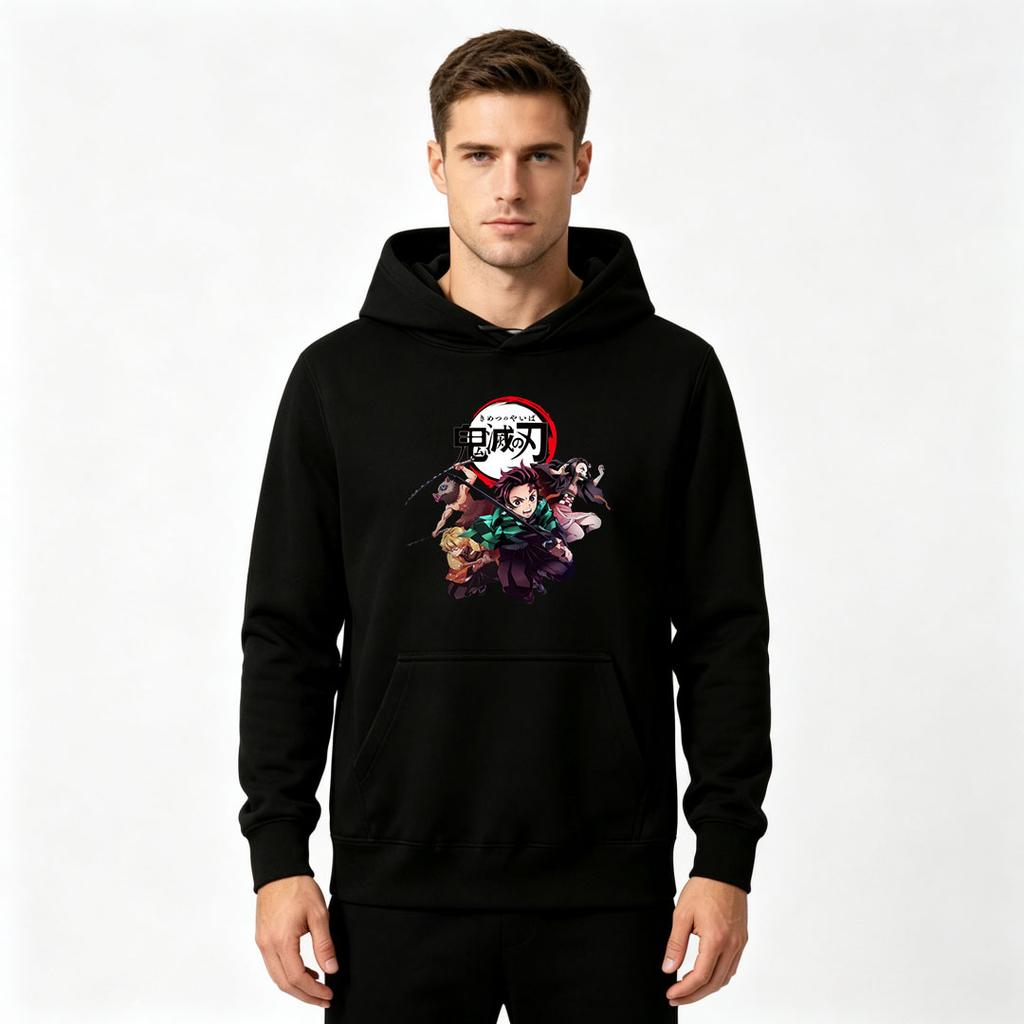 Men Anime Print Pullover Hoodie Casual Long Sleeve Sweatshirt for Adults