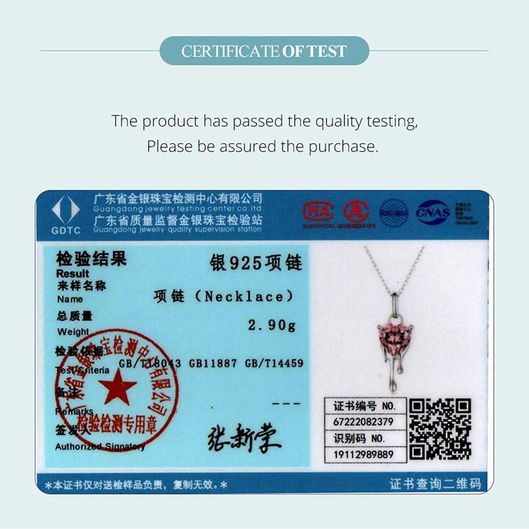 WOSTU Стерлингового серебра 925 пробы, ослепительные розовые циркониевые серьги в форме сердца и ожерелье с подвеской для женщин, комплект ювелирных украшений, свадебный подарок