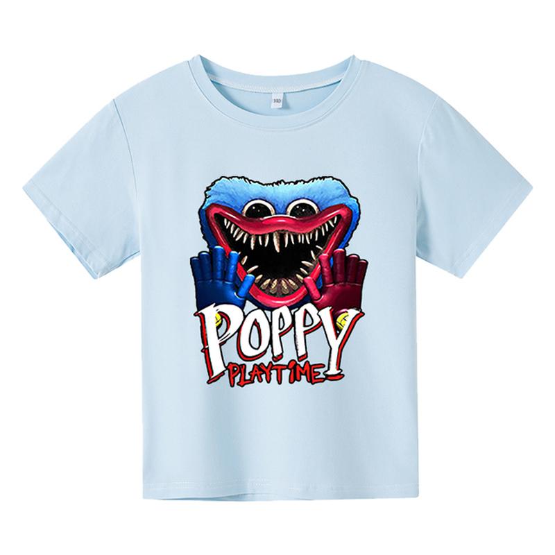 Summner Huggy Wuggy Kids Fashion Round Neck Short Sleeve Streetwear Korean Cartoon Boy Girl Games Kids3-12Y