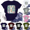 Happy Easter Women's Fashion Printed Round Neck Short Sleeve T-Shirt Pullover Top