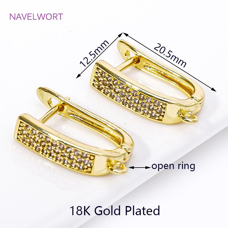 Luxury 18K Gold Plated Brass Inlaid Zircon Earring Hooks Clasps Fasteners For Jewelry Making DIY Earrings Accessories Wholesale