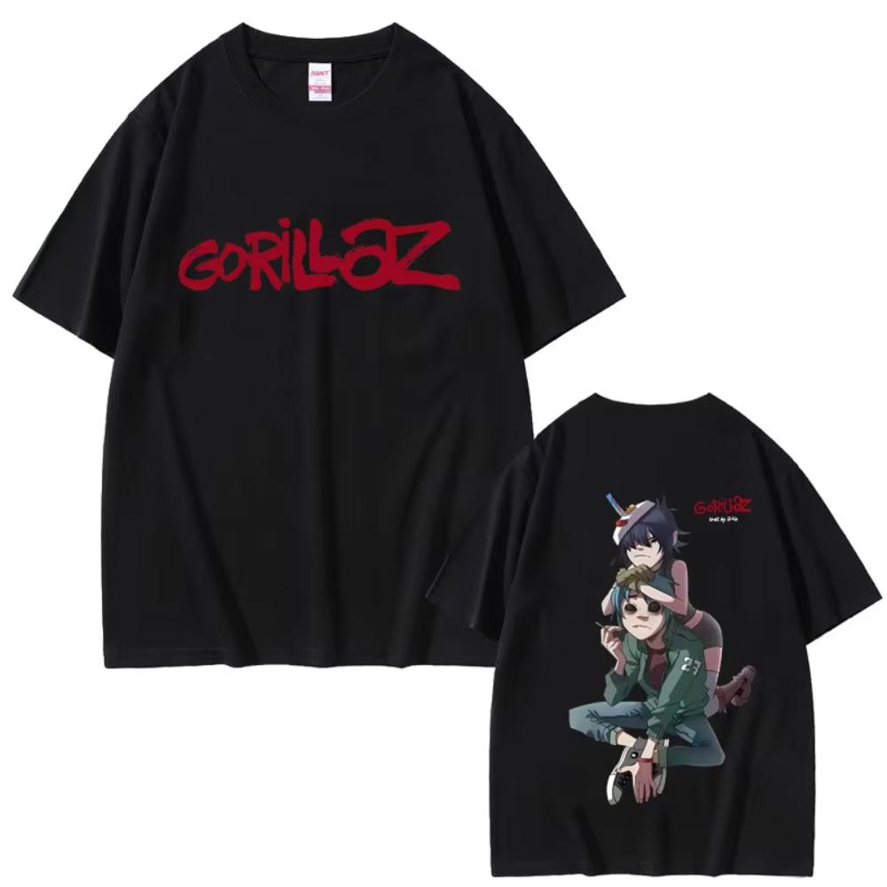 Футболка Gorillaz для фанатов рок-музыки, женская, повседневная, из мягкого хлопка, с круглым вырезом, топ, мужская, женская, хип-хоп, модная, винтажная, оверсайз, уличная одежда
