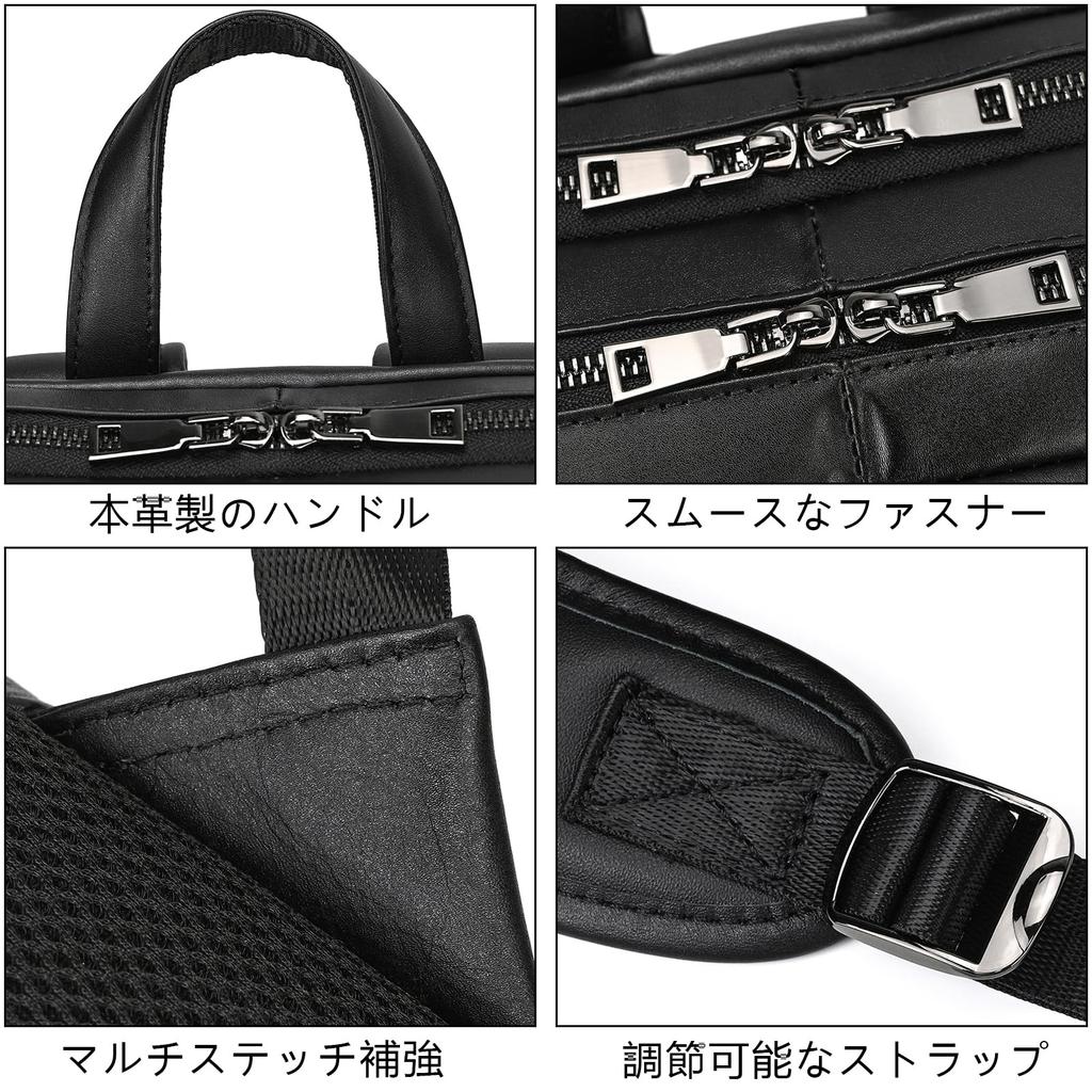 wifreo Men's Leather Backpack, Large Capacity, A4 Size, Genuine Leather, Business Backpack, Fits 15.6-inch Laptops, Perfect for Commuting, Travel,