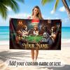 Dog Theme Soft Beach Towel Personalized Custom Name Text Towel Portable for Beach Pool Travel