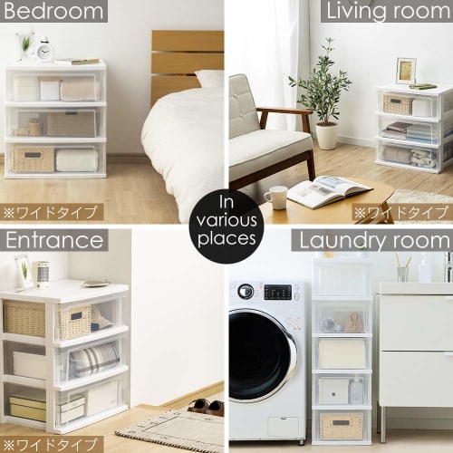 IRIS OHYAMA Slim Chest, 5-Drawer, Heavy-Duty Design (Integrated Frame), Wet Area Safe, NSS-325, 30.9cm Wide X 39cm Deep X 96.3cm High, White/Clear