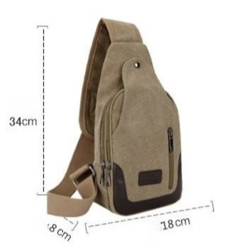 Men Classic Canvas Chest Bag Large Capacity Shoulder Sling Crossbody Bag Streetwear Casual Pack