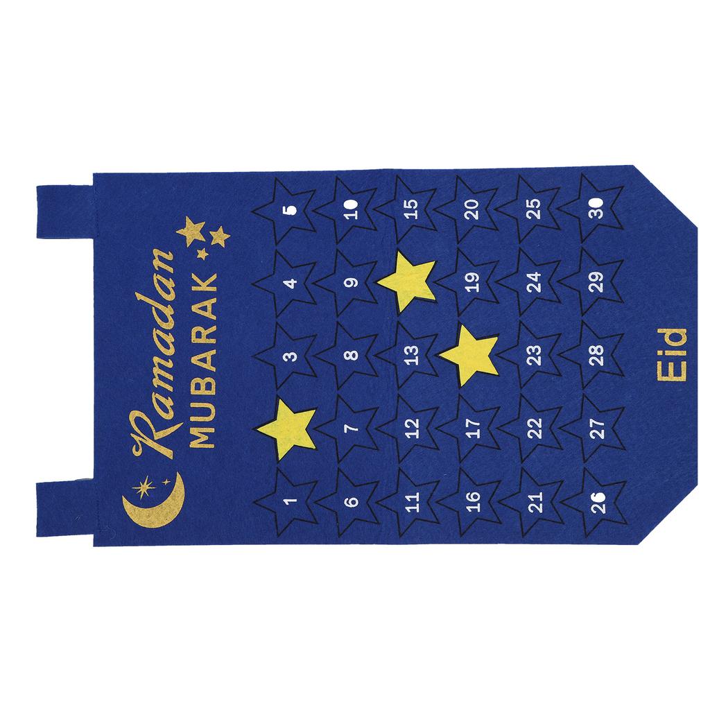 Eid Mubarak Advent Calendar Hanging Fabric Countdown Date Display Ramadan DecorationBlue