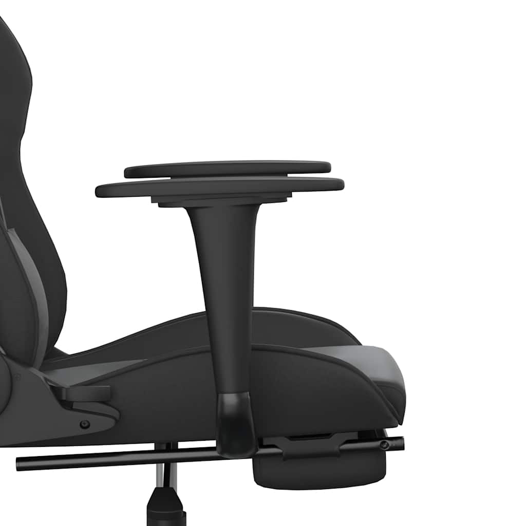 Gaming Chair with Massage & Footrest Black Faux Leather