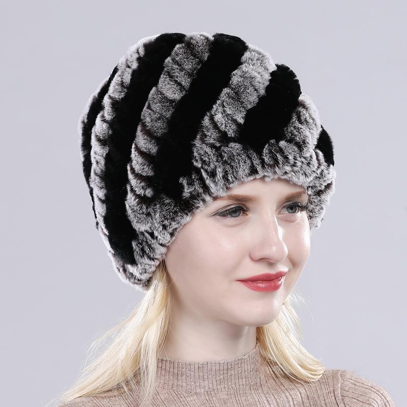 Женская шапка из 100% натурального меха кролика рекс, женская уличная шапка из меха кролика рекс