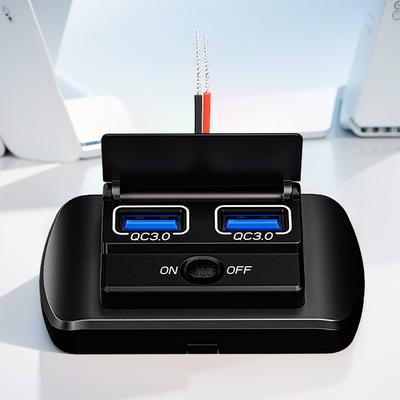 Двойной USB-адаптер-розетка для быстрой зарядки в автомобиле 12 В/24 В Автомобильное зарядное устройство QC3.0 PD Адаптер питания с переключателем для автомобиля, фургона, яхты