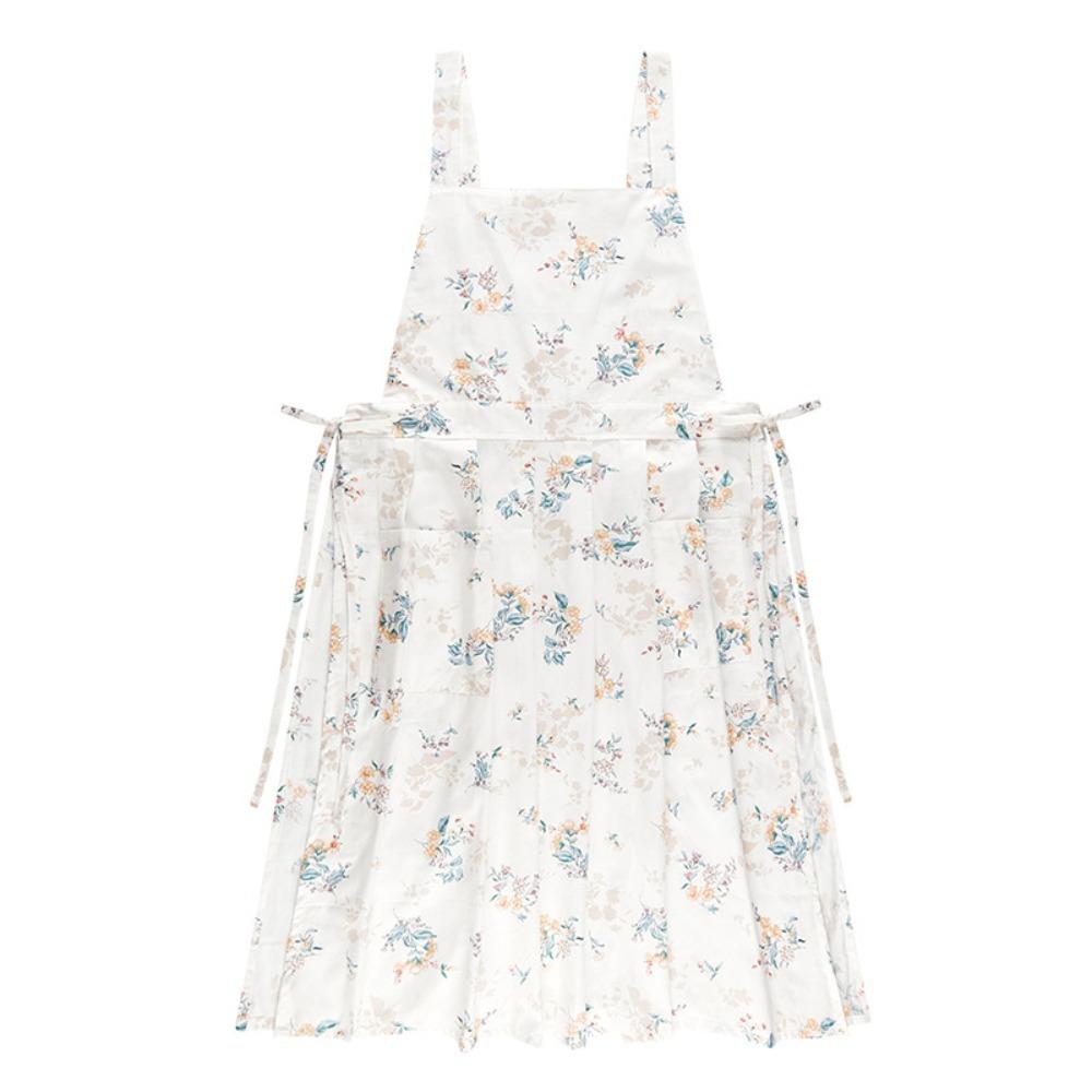 Floral Pattern Cotton Apron Pleated Skirt Korean-style Apron Girls Apron Household Work