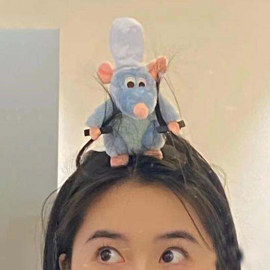 Повязка на голову Cooking Mouse King с 2 зажимами, легкая, плюшевая повязка для волос в виде мыши, противоскользящая, набитая