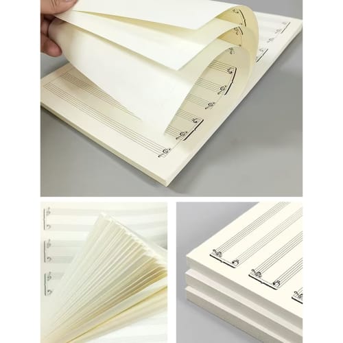 Тетрадь для начинающих пианистов, формат А4, 50 односторонних листов, музыкальный образовательный материал для самостоятельного изучения, со страницами нотного стана и пи