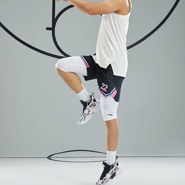 Li-Ning Градиентные полосатые дышащие тренировочные соревнования повседневные шорты мужские шорты черные AAPR385-2